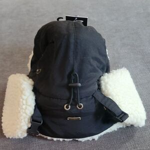 Stetson Black 100% Nylon Faux Fur Winter Hiking Outdoor Trapper Hat
